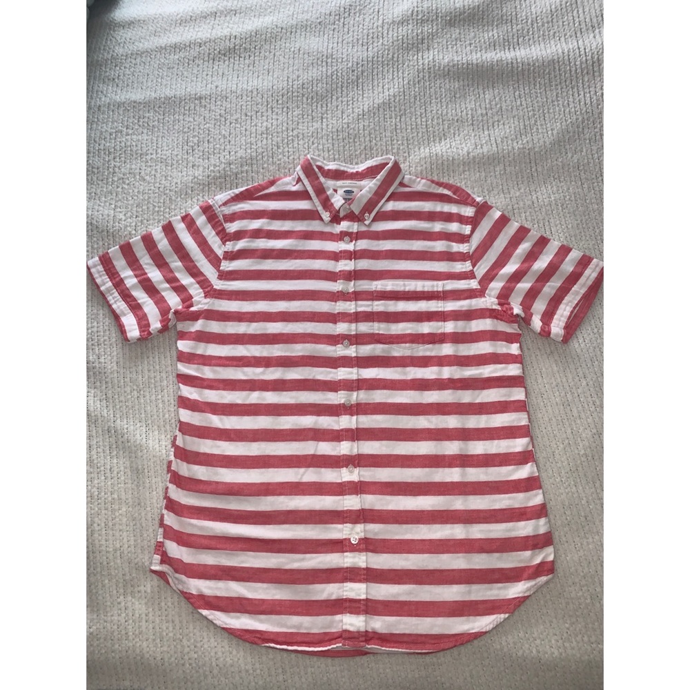 Short Sleeve Button Down Striped Shirt